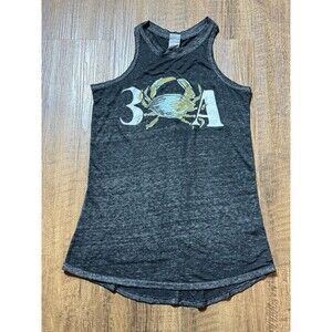 30A J America Tank Top Womens Small S Ash Gray Crabby Steves Beach Summer Logo